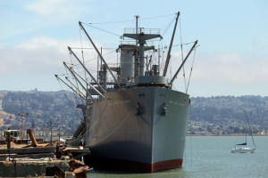 The SS Red Oak Victory ship docks at Kaiser Shipyard No. 3 in Richmond on July 19, 2014.